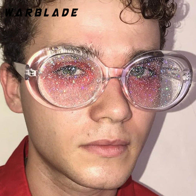 Warblade Sunglasses Women Oval Glasses Glitter Lenses Candy Red Pink Yellow Sunglasses Warblade clear pink