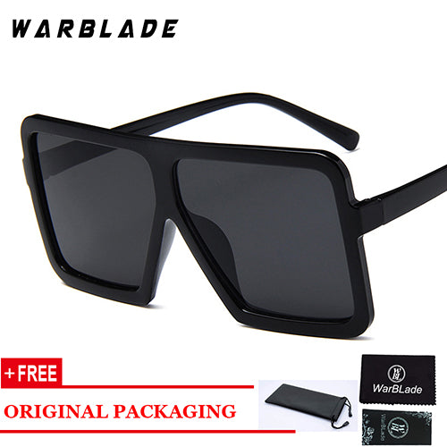 Oversize Square Sunglasses Women Gradient Lens Shades Men Big Black Sunglasses Warblade black grey  