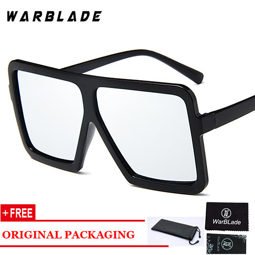 Oversize Square Sunglasses Women Gradient Lens Shades Men Big Black Sunglasses Warblade black silver  