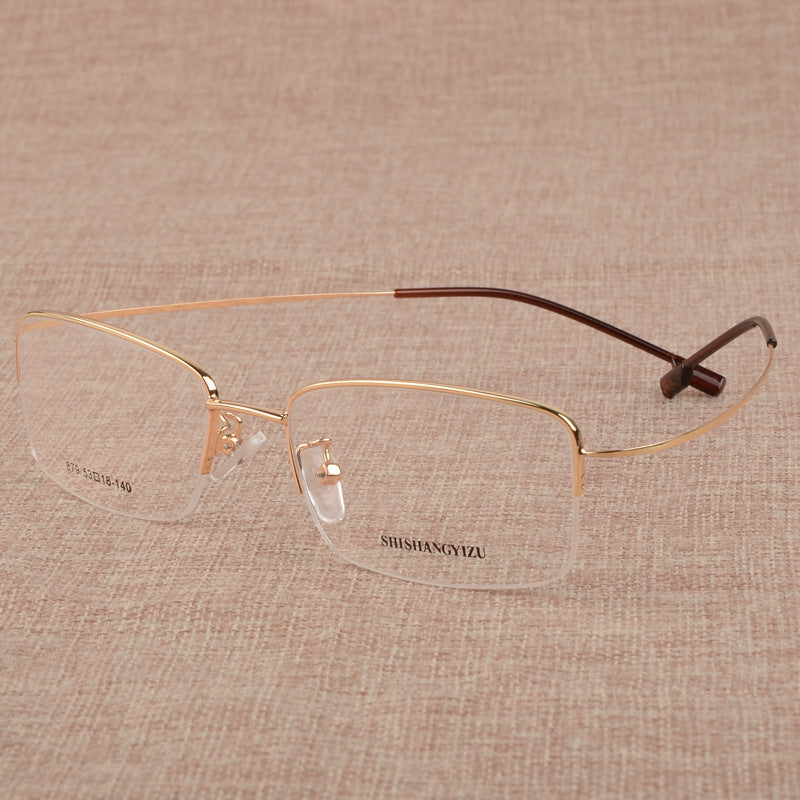 Bclear Men's Eyeglasses Large Face Semi Rim Titanium Alloy S879 Semi Rim Bclear Gold
