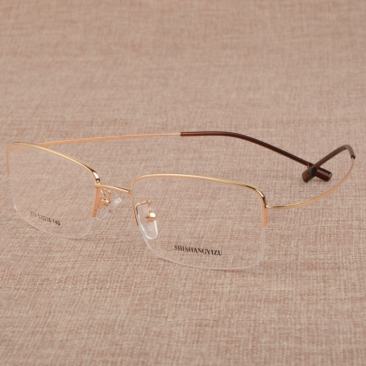 Bclear Men's Eyeglasses Large Face Semi Rim Titanium Alloy S879 Semi Rim Bclear Gold
