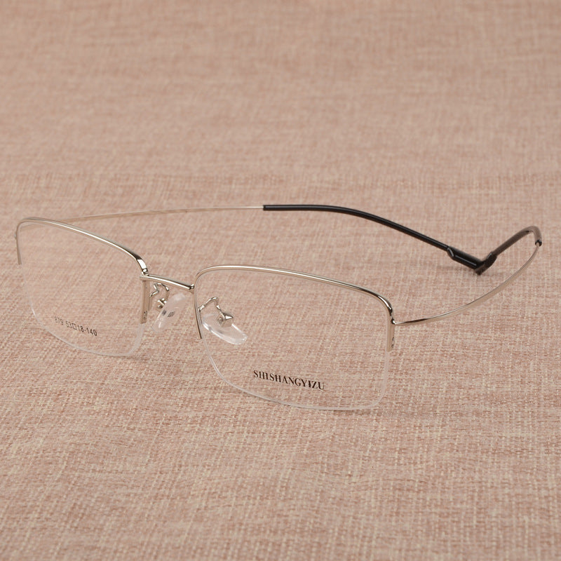 Bclear Men's Eyeglasses Large Face Semi Rim Titanium Alloy S879 Semi Rim Bclear Silver