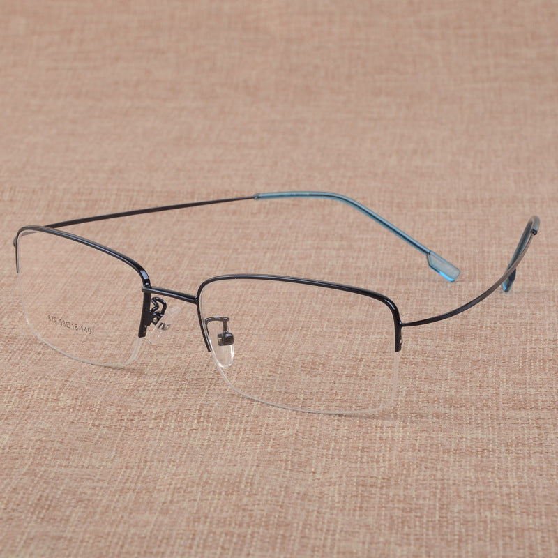 Bclear Men's Eyeglasses Large Face Semi Rim Titanium Alloy S879 Semi Rim Bclear Blue