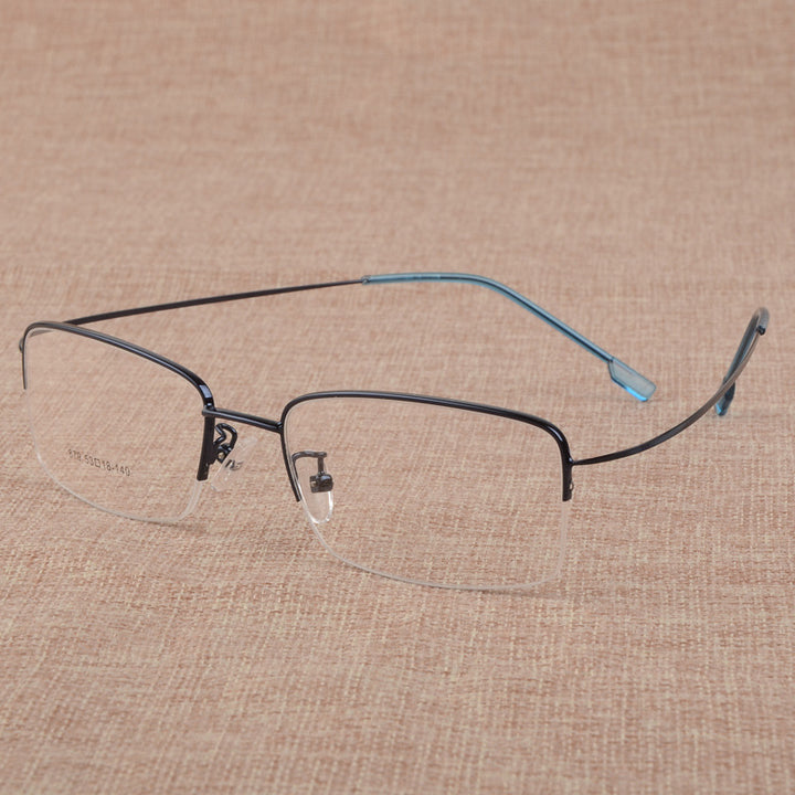 Bclear Men's Eyeglasses Large Face Semi Rim Titanium Alloy S879 Semi Rim Bclear Blue
