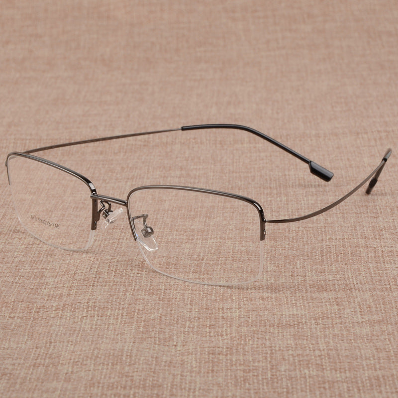 Bclear Men's Eyeglasses Large Face Semi Rim Titanium Alloy S879 Semi Rim Bclear Gray