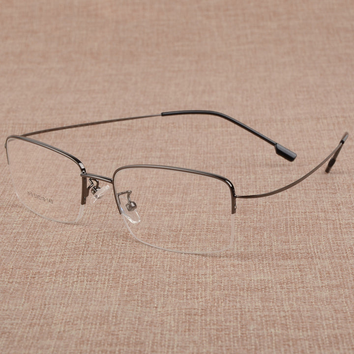 Bclear Men's Eyeglasses Large Face Semi Rim Titanium Alloy S879 Semi Rim Bclear Gray