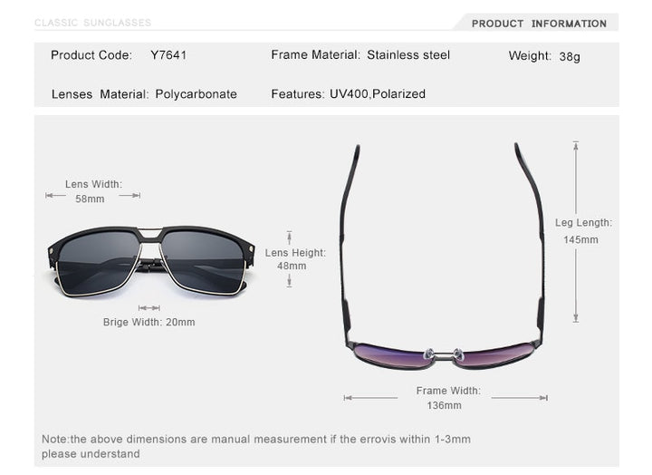 Oley Brand Unisex Classic Men Sunglasses Hd Polarized Y7641 Sunglasses Oley