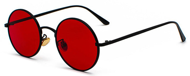 Peekaboo Gold Round Metal Frame Sunglasses Men Women Red Lens Yellow Pink Black Sunglasses Peekaboo black with red as show in photo 