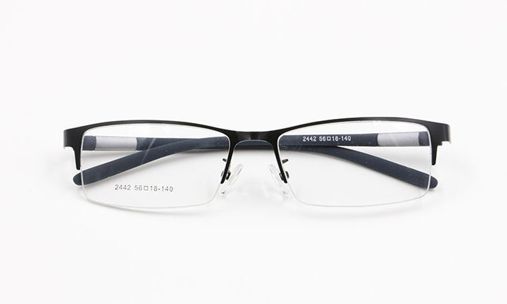 Bclear Men's Rectangle Eyeglasses Semi Rim Alloy Tr90 Gp8300 Semi Rim Bclear