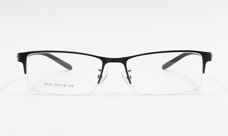 Bclear Men's Rectangle Eyeglasses Semi Rim Alloy Tr90 Gp8300 Semi Rim Bclear