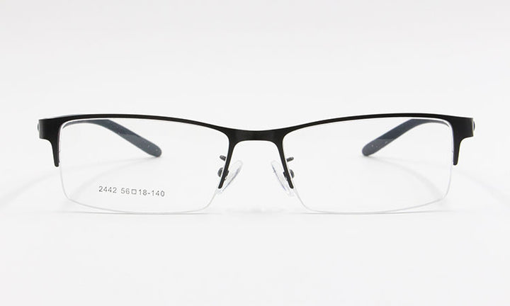 Bclear Men's Rectangle Eyeglasses Semi Rim Alloy Tr90 Gp8300 Semi Rim Bclear