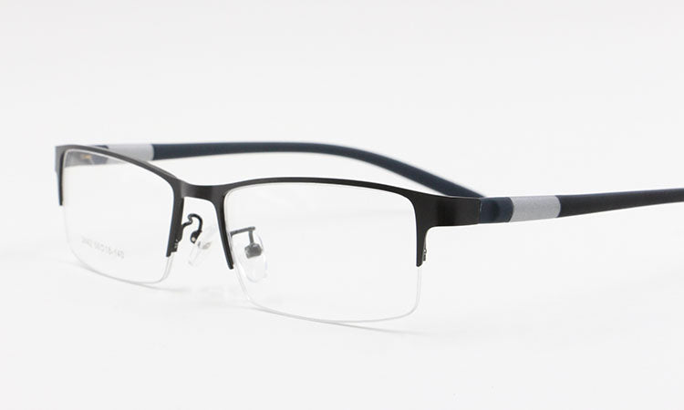 Bclear Men's Rectangle Eyeglasses Semi Rim Alloy Tr90 Gp8300 Semi Rim Bclear