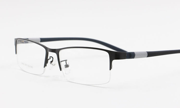 Bclear Men's Rectangle Eyeglasses Semi Rim Alloy Tr90 Gp8300 Semi Rim Bclear