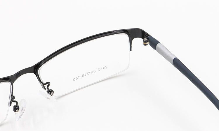Bclear Men's Rectangle Eyeglasses Semi Rim Alloy Tr90 Gp8300 Semi Rim Bclear