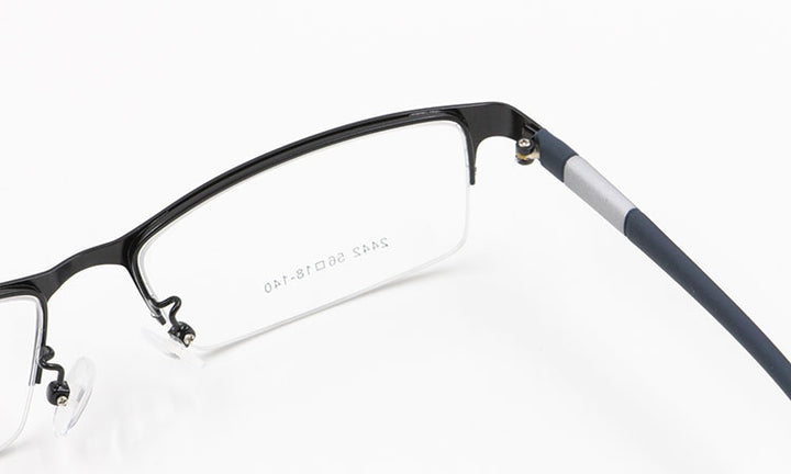 Bclear Men's Rectangle Eyeglasses Semi Rim Alloy Tr90 Gp8300 Semi Rim Bclear