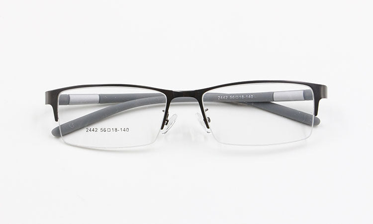 Bclear Men's Rectangle Eyeglasses Semi Rim Alloy Tr90 Gp8300 Semi Rim Bclear