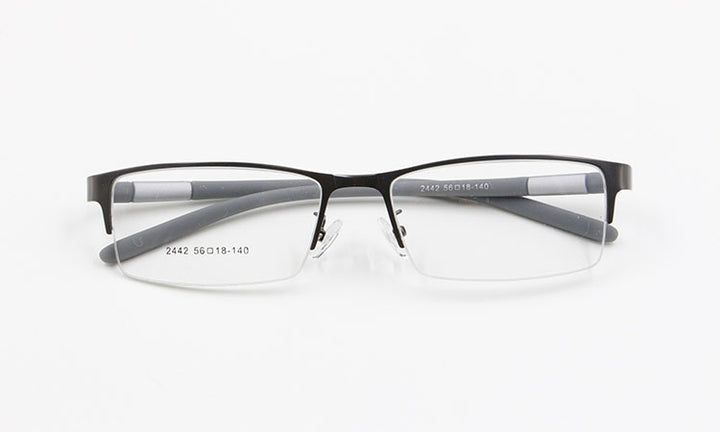 Bclear Men's Rectangle Eyeglasses Semi Rim Alloy Tr90 Gp8300 Semi Rim Bclear