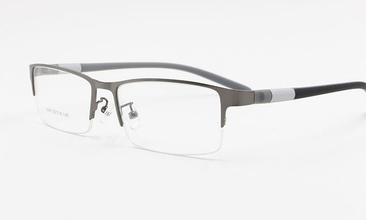 Bclear Men's Rectangle Eyeglasses Semi Rim Alloy Tr90 Gp8300 Semi Rim Bclear