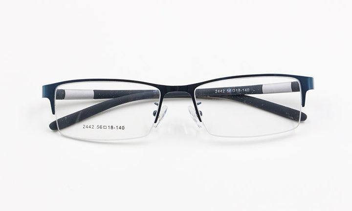 Bclear Men's Rectangle Eyeglasses Semi Rim Alloy Tr90 Gp8300 Semi Rim Bclear