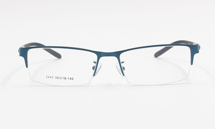 Bclear Men's Rectangle Eyeglasses Semi Rim Alloy Tr90 Gp8300 Semi Rim Bclear