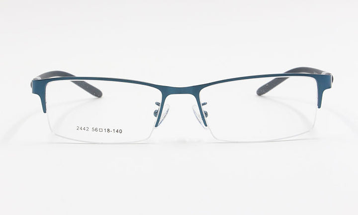 Bclear Men's Rectangle Eyeglasses Semi Rim Alloy Tr90 Gp8300 Semi Rim Bclear