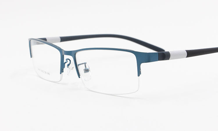 Bclear Men's Rectangle Eyeglasses Semi Rim Alloy Tr90 Gp8300 Semi Rim Bclear