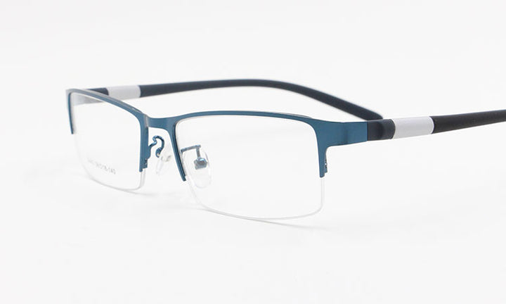 Bclear Men's Rectangle Eyeglasses Semi Rim Alloy Tr90 Gp8300 Semi Rim Bclear