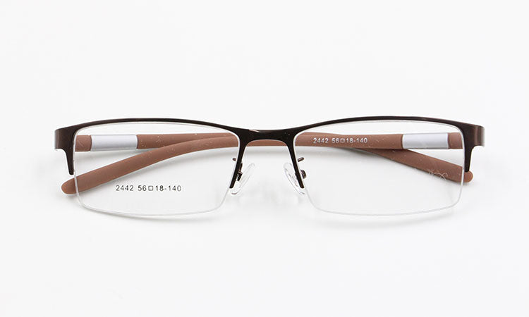 Bclear Men's Rectangle Eyeglasses Semi Rim Alloy Tr90 Gp8300 Semi Rim Bclear