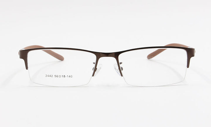Bclear Men's Rectangle Eyeglasses Semi Rim Alloy Tr90 Gp8300 Semi Rim Bclear