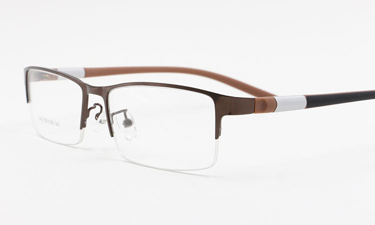 Bclear Men's Rectangle Eyeglasses Semi Rim Alloy Tr90 Gp8300 Semi Rim Bclear