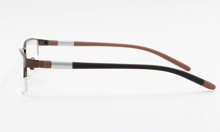 Bclear Men's Rectangle Eyeglasses Semi Rim Alloy Tr90 Gp8300 Semi Rim Bclear