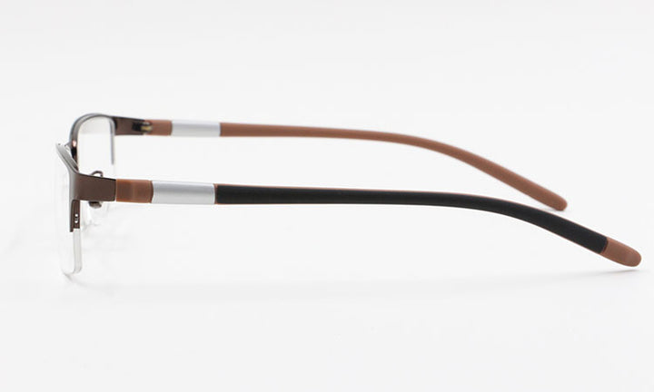 Bclear Men's Rectangle Eyeglasses Semi Rim Alloy Tr90 Gp8300 Semi Rim Bclear