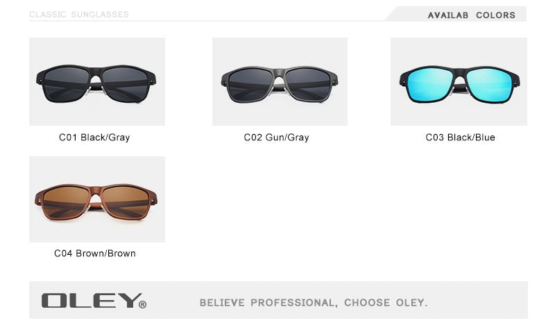Oley Brand Men's Polarized Sunglasses Business Classic Full Frame Aluminum Magnesium Y0934 Sunglasses Oley