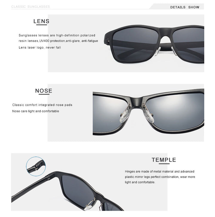 Oley Brand Men's Polarized Sunglasses Business Classic Full Frame Aluminum Magnesium Y0934 Sunglasses Oley