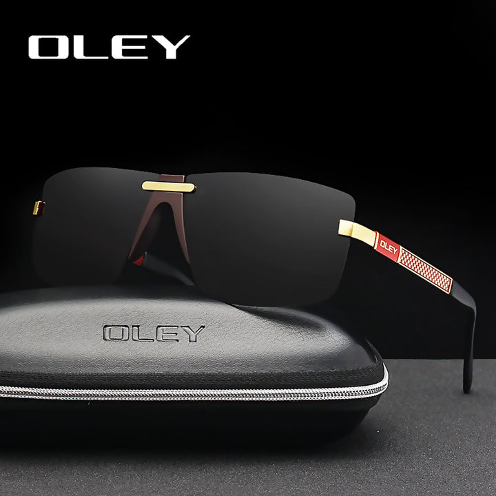 Oley Men's Frameless Polarized Sunglasses Classic Hd Pilot Uv400 Y4909 Sunglasses Oley