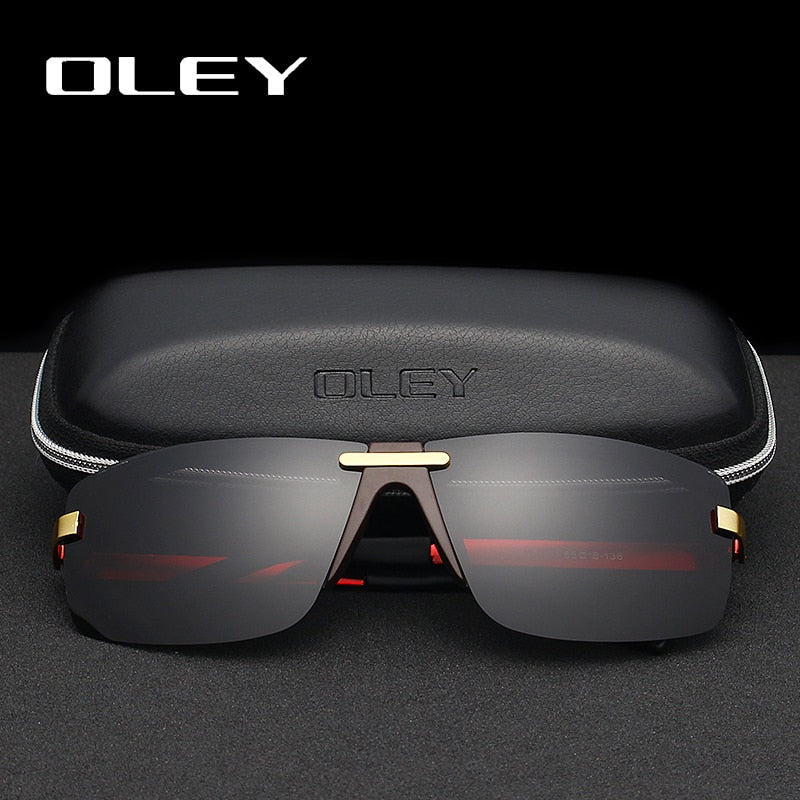 Oley Men's Frameless Polarized Sunglasses Classic Hd Pilot Uv400 Y4909 Sunglasses Oley   