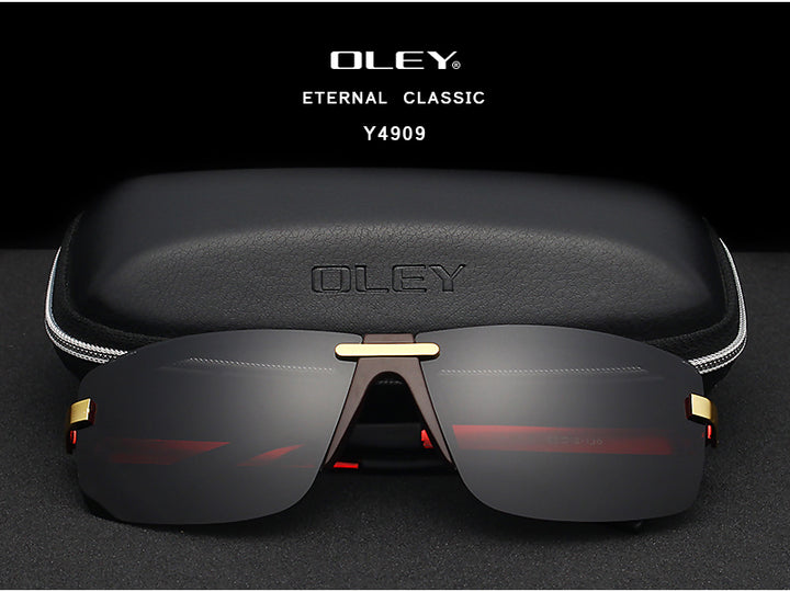 Oley Men's Frameless Polarized Sunglasses Classic Hd Pilot Uv400 Y4909 Sunglasses Oley