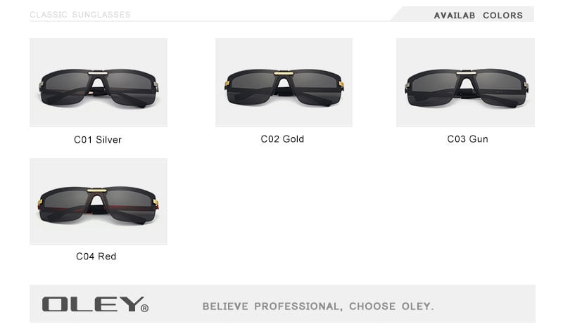 Oley Men's Frameless Polarized Sunglasses Classic Hd Pilot Uv400 Y4909 Sunglasses Oley