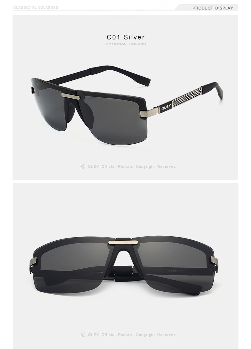 Oley Men's Frameless Polarized Sunglasses Classic Hd Pilot Uv400 Y4909 Sunglasses Oley