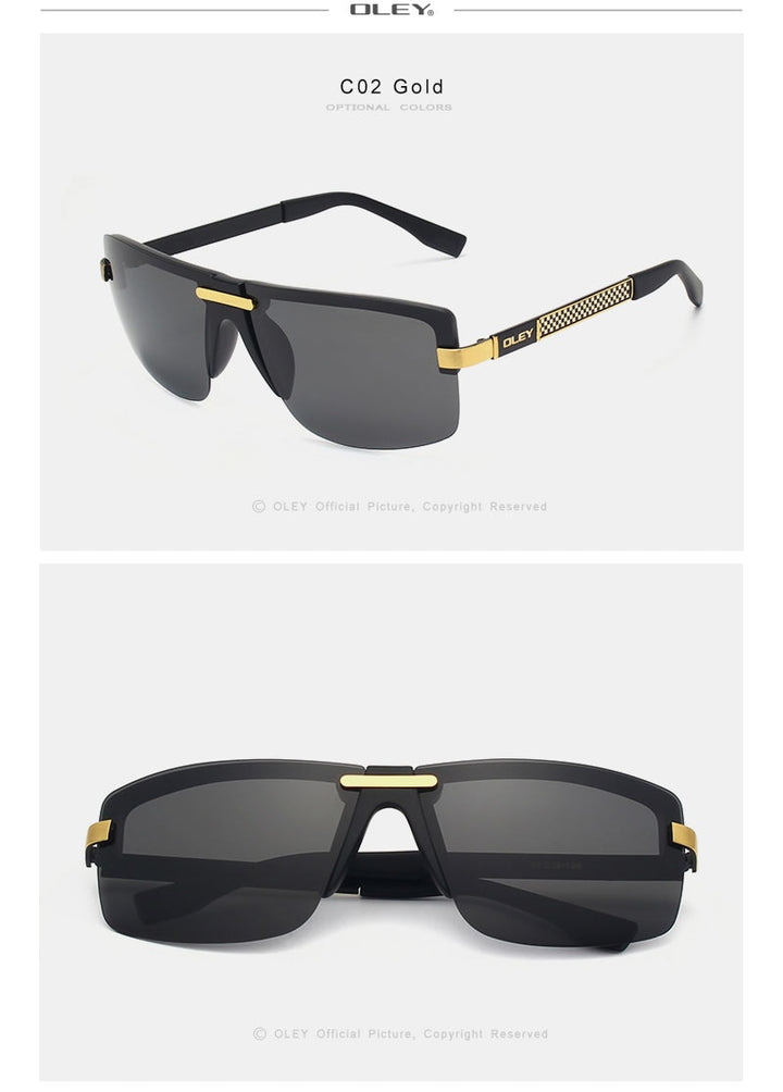 Oley Men's Frameless Polarized Sunglasses Classic Hd Pilot Uv400 Y4909 Sunglasses Oley