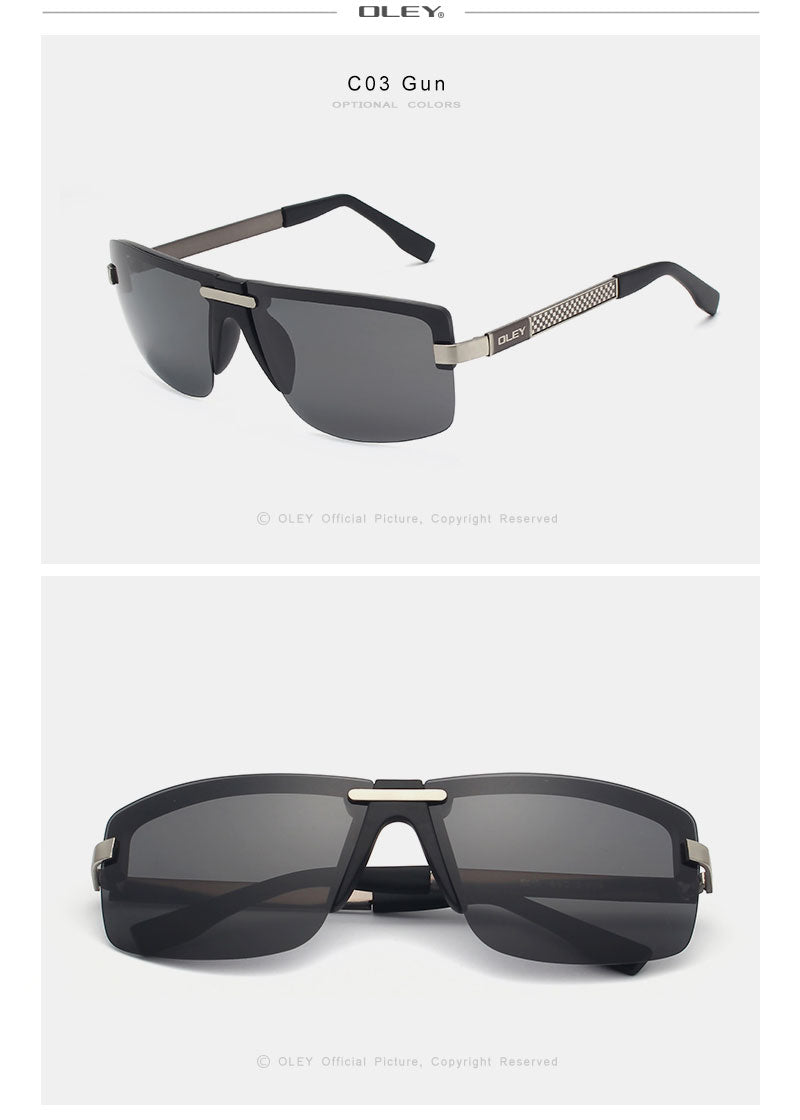 Oley Men's Frameless Polarized Sunglasses Classic Hd Pilot Uv400 Y4909 Sunglasses Oley