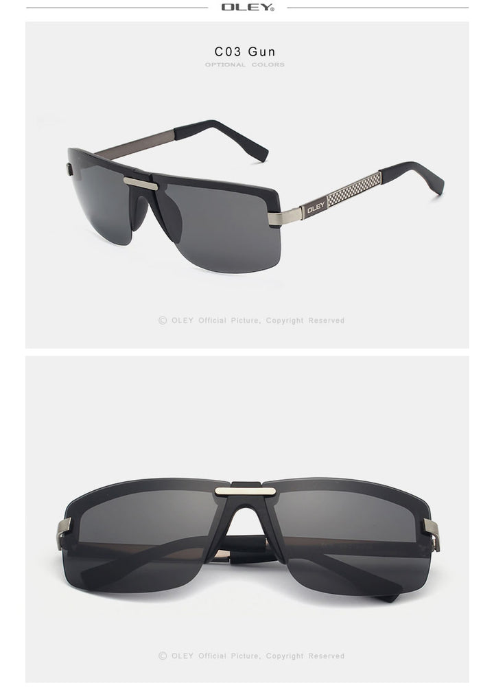 Oley Men's Frameless Polarized Sunglasses Classic Hd Pilot Uv400 Y4909 Sunglasses Oley