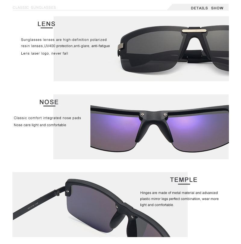 Oley Men's Frameless Polarized Sunglasses Classic Hd Pilot Uv400 Y4909 Sunglasses Oley