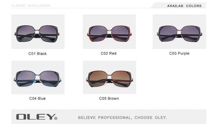 Oley Classic Brand Large Frame Women's Polarized Sunglasses Butterfly Hd Uv Y5190 Sunglasses Oley