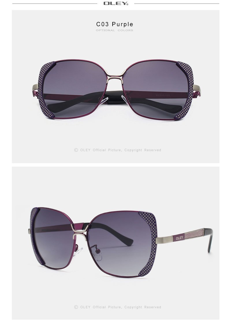 Oley Classic Brand Large Frame Women's Polarized Sunglasses Butterfly Hd Uv Y5190 Sunglasses Oley