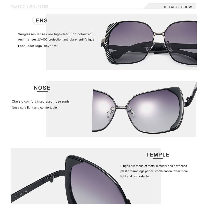 Oley Classic Brand Large Frame Women's Polarized Sunglasses Butterfly Hd Uv Y5190 Sunglasses Oley