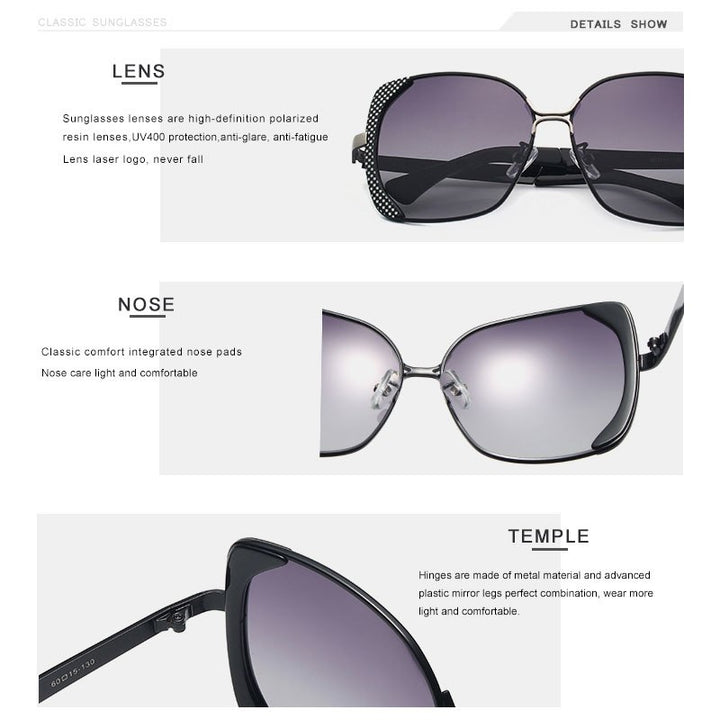 Oley Classic Brand Large Frame Women's Polarized Sunglasses Butterfly Hd Uv Y5190 Sunglasses Oley