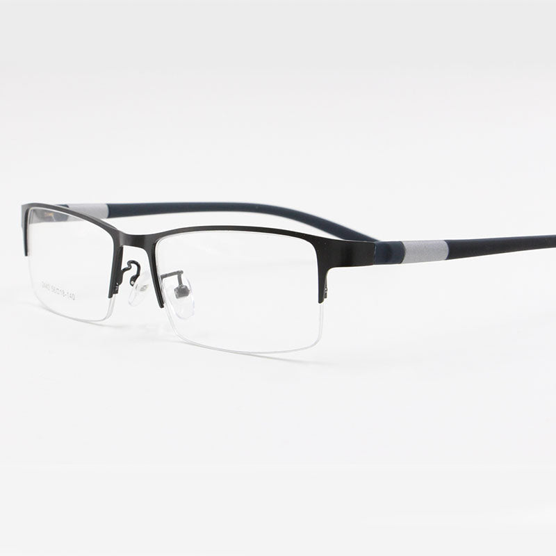 Bclear Men's Rectangle Eyeglasses Semi Rim Alloy Tr90 Gp8300 Semi Rim Bclear
