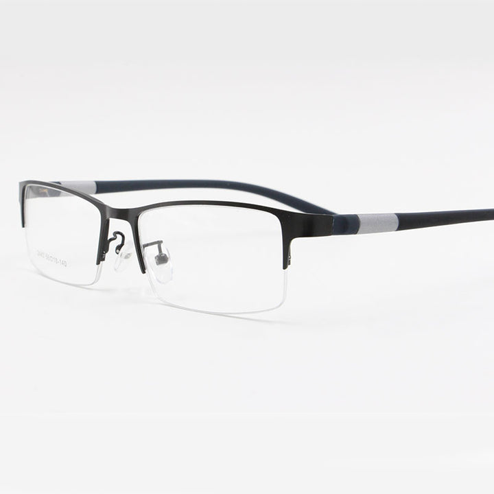 Bclear Men's Rectangle Eyeglasses Semi Rim Alloy Tr90 Gp8300 Semi Rim Bclear