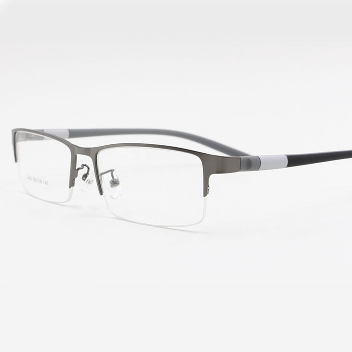 Bclear Men's Rectangle Eyeglasses Semi Rim Alloy Tr90 Gp8300 Semi Rim Bclear